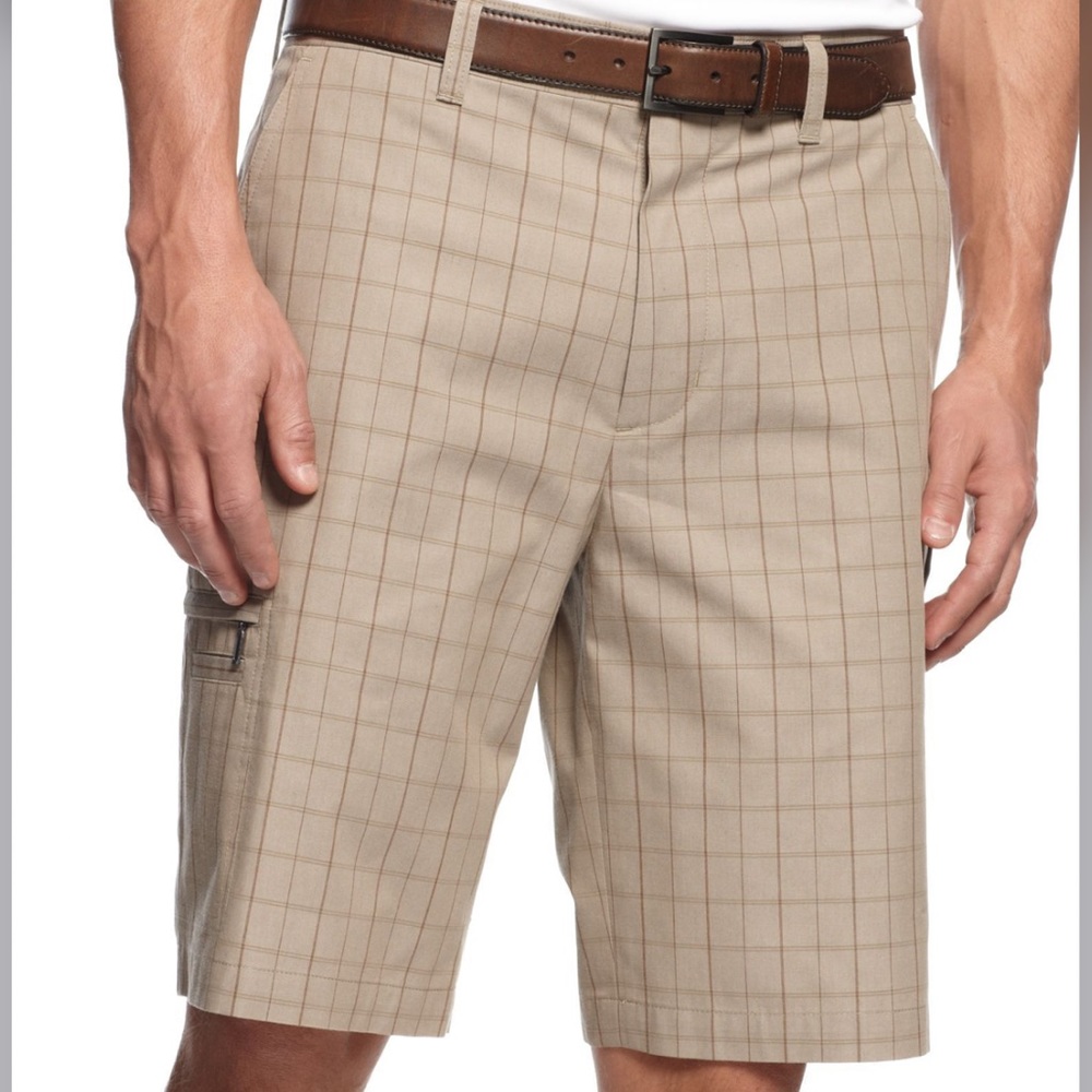 Greg Norman for Tasso Elba Men's 5 Iron Plaid Performance Golf Shorts Size 38